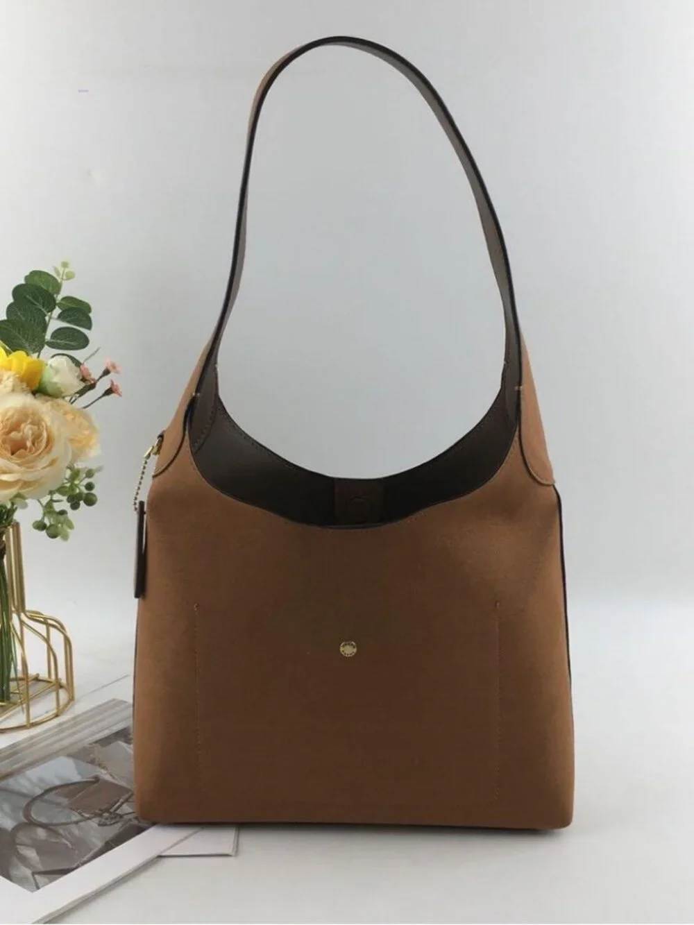 Black GarmentCoach Brooklyn Shoulder Bag 28 B4/DARK STONE